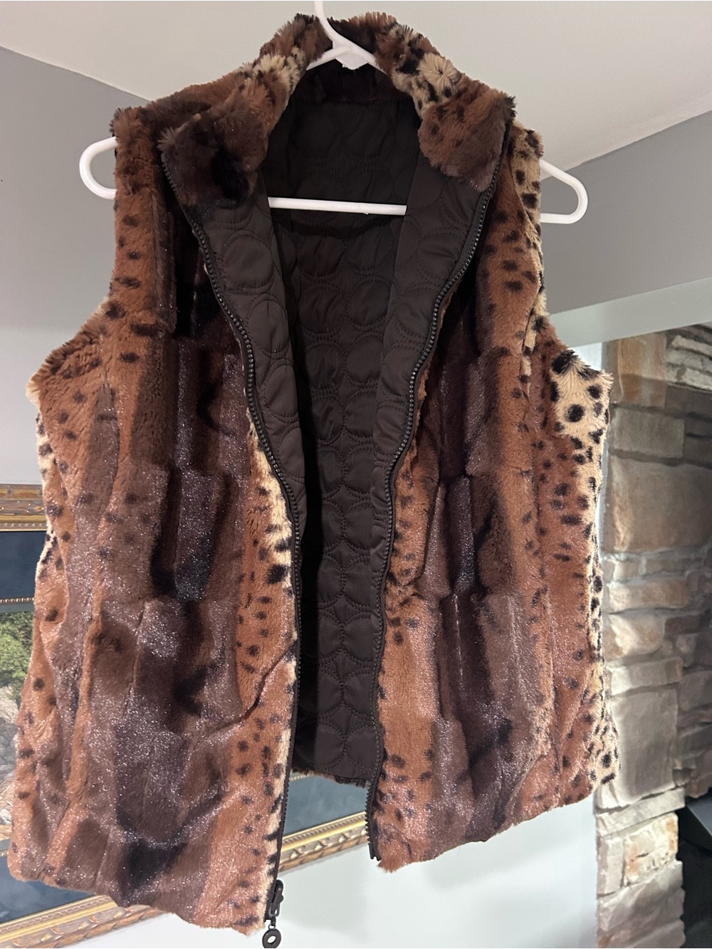 Faux Fur Leopard-Print Vest in Brown - Women's Layering Vest